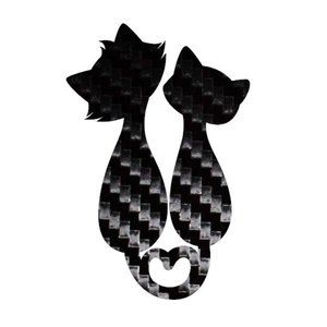 4 Pack Cat Love Sticker Black Carbon Fiber Vinyl Decal Logo Laptop Window